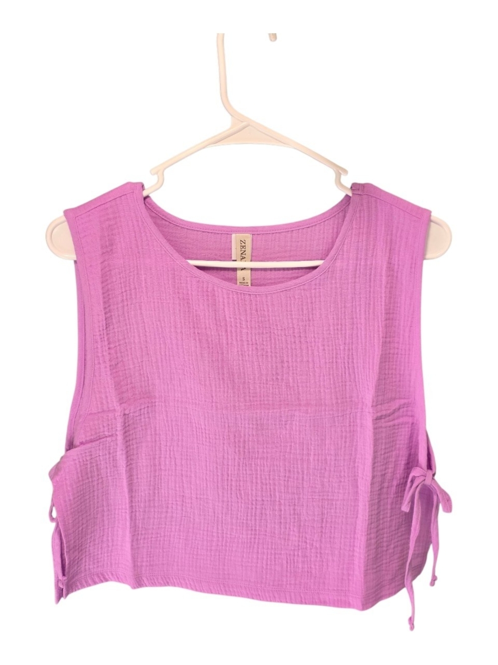 Zenana Sleeveless Tie-Side Gauze Tank
